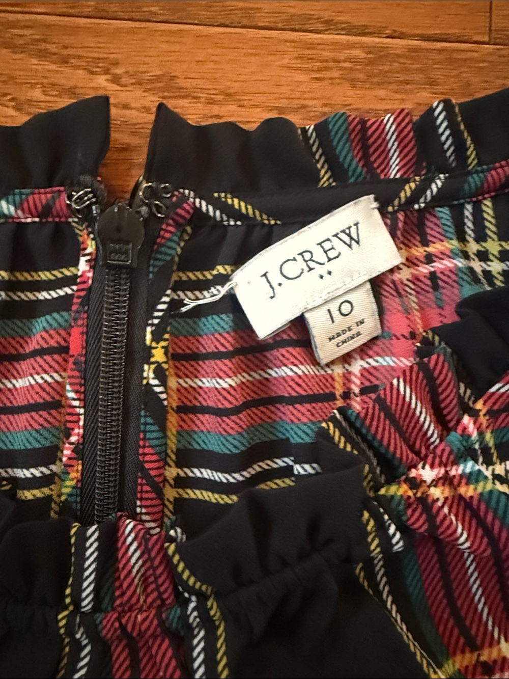 J. Crew Ruffleneck peasant dress plaid midi - Picture 4 of 7